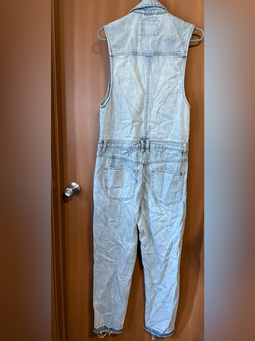 Free People - We The Free Blue Fast Car Sleeveless Denim Utility Jumpsuit Sz: S - Picture 5 of 12
